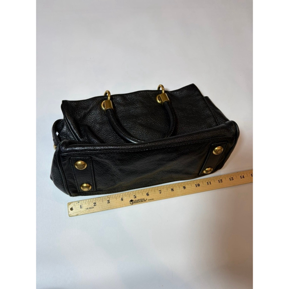 Marc by Marc Jacobs Black Pebbled Leather Satchel Tote Gold Hardware Bag - Picture 5 of 11